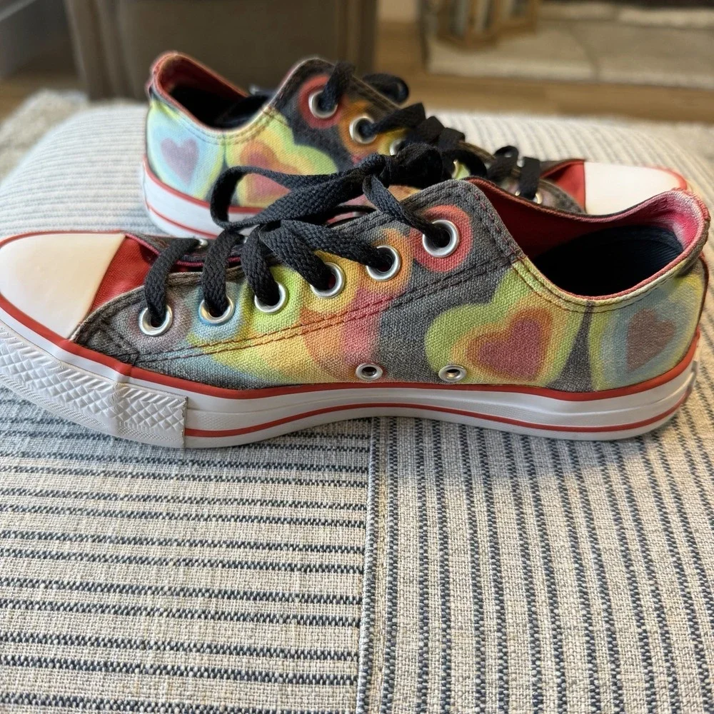 Custom Converse Chuck Taylor All Star OpenHeartArt Low Top Sneakers Men's 7.5